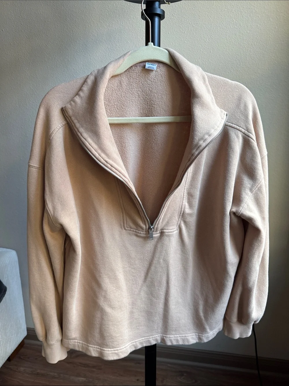 Old Navy Neutral Beige Half-Zip Fleece Pullover